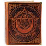 Celtic Spiral Pentagram Leather Blank Book Honey Mead Brown