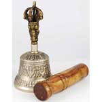 Bronze Tibetan Hand Bell and Puja Stick