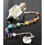 Clear Quartz 7 Chakra Pentagram Pendulum