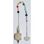 Rose Quartz 7 Chakra Pentagram Pendulum