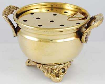 Tall Brass Cauldron and Screen Burner 3