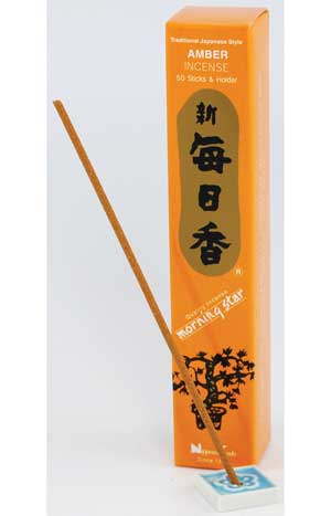 Amber Morning Star Stick Incense & Holder (50 sticks)