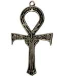Pewter Ankh With Skulls