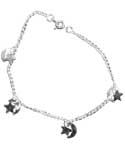 Silvertone Anklet With Stars & Moons