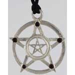 Double Upright Pentacles With Red Stones