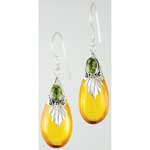 Amber Drop with Peridot Earrings