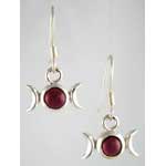 Garnet Triple Moon Earrings