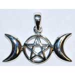 Open-Faced Triple Moon Pentagram Pendant