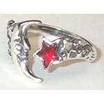 Moon and Star, adjustable Ring