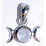 Triple Goddess Rainbow Moonstone Pendant