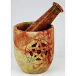 Soapstone Pentagram Mortar and Pestle Set