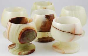 Green Onyx Chalice Set, 6 small chalices