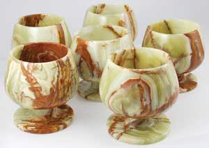 Green Onyx Chalice Set, 6 medium chalices