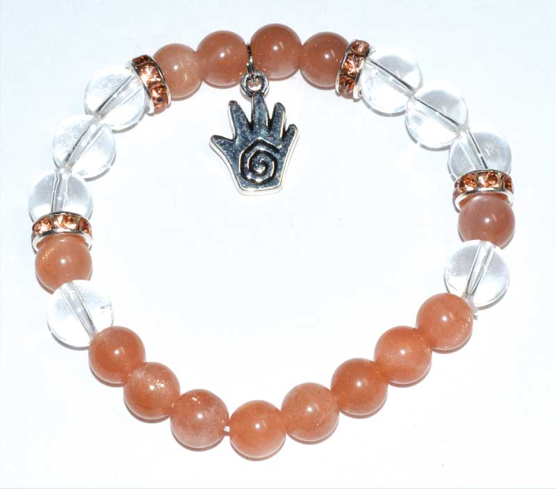 8mm Rainbow Moonstone & Aquamarine/ AngelAzuregreen