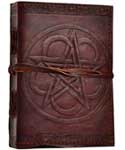 Pentagram leather blank book w/ cord