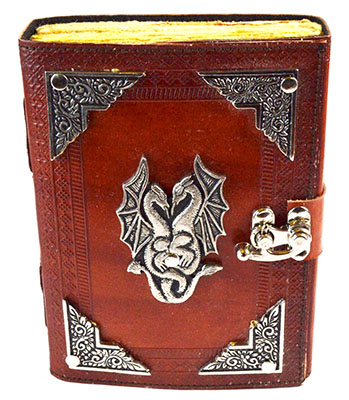 Double Dragon aged looking paper leather w/ latch 4 1/2