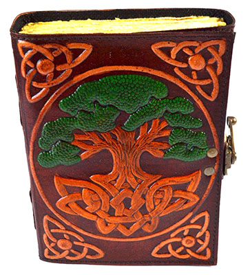 Tree of Life aged looking paper leather w/ latch 4 1/2