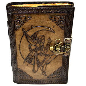 Fairy on Moon aged looking paper leather w/ latch