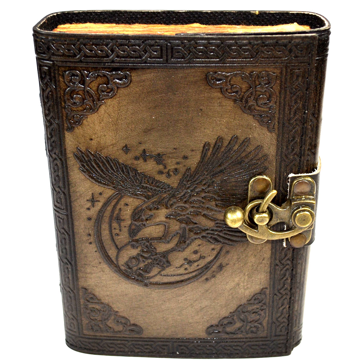 Raven & Skull aged looking paper leather w/ latch