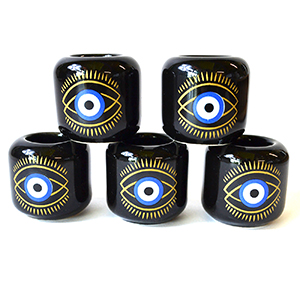 (set of 5) Evil Eye Black ceramic holder