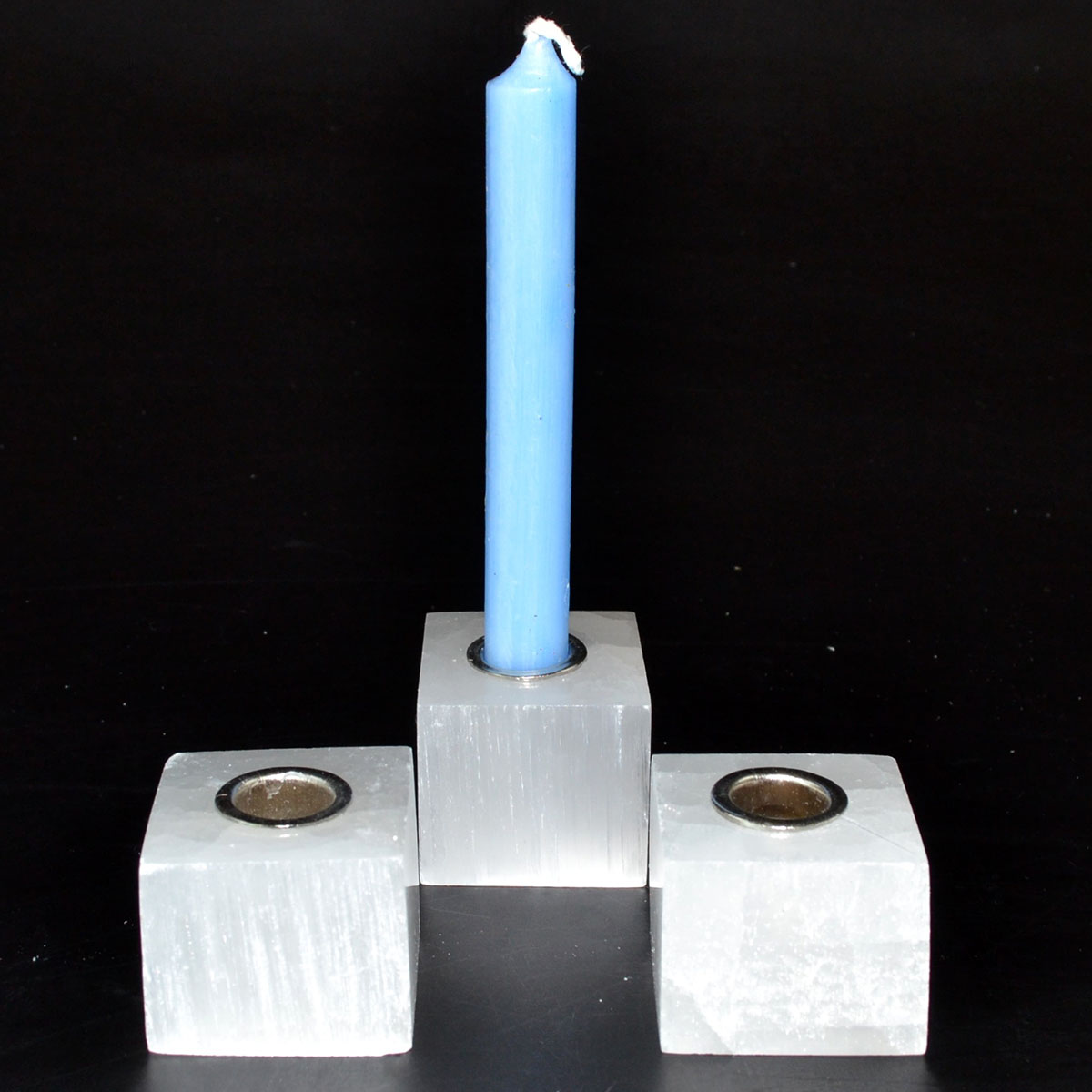(set of 3) Selenite chime candle holders