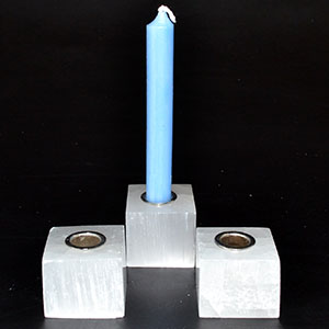 (set of 3) Selenite chime candle holders