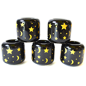 (set of 5) Stars & Moon Black ceramic holder
