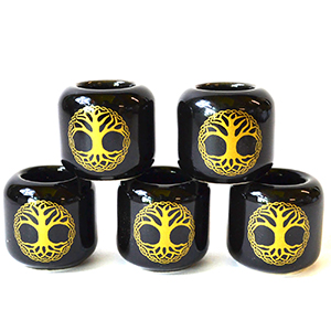 (set of 5) Tree of Life Black ceramic holder