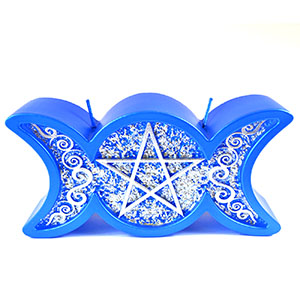 Blue Triple Moon candle