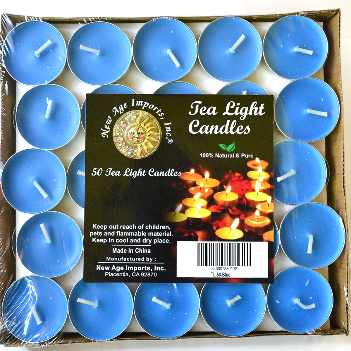 (set of 50) 2 hour Blue Tea Light