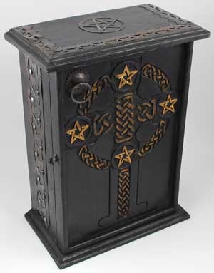 Pentagram & Celtic Cross altar cupboard