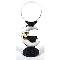 80mm Clear gazing ball with Crescent Moon & Crow