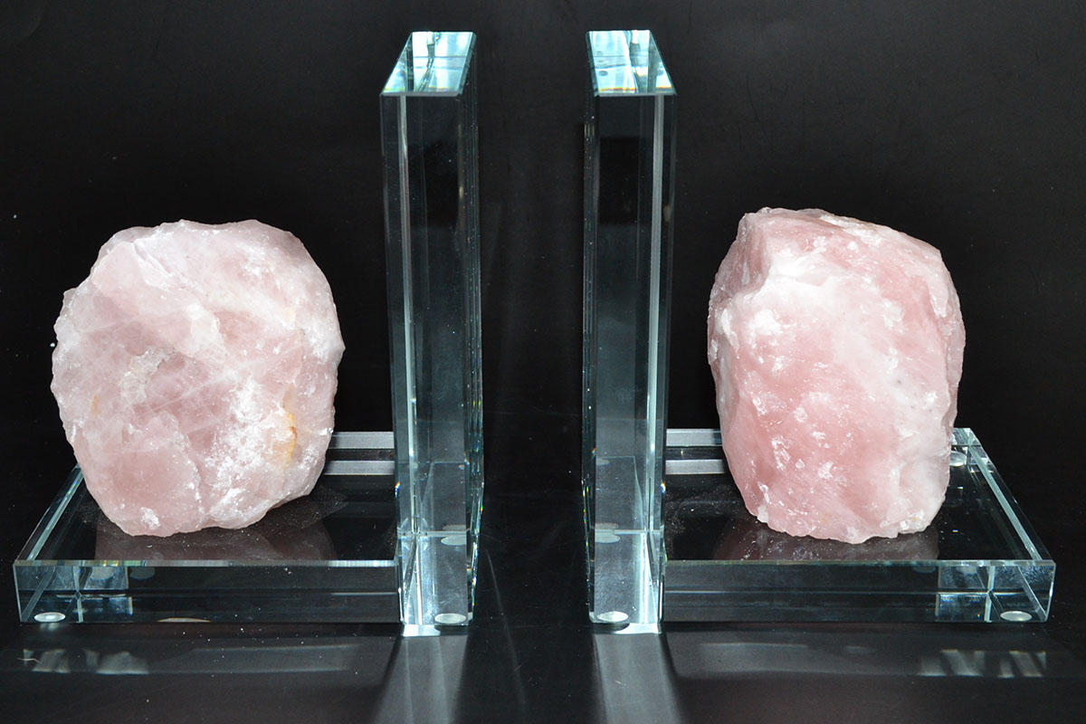 (set of 2) Rose Quartz book ends