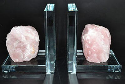 (set of 2) Rose Quartz book ends