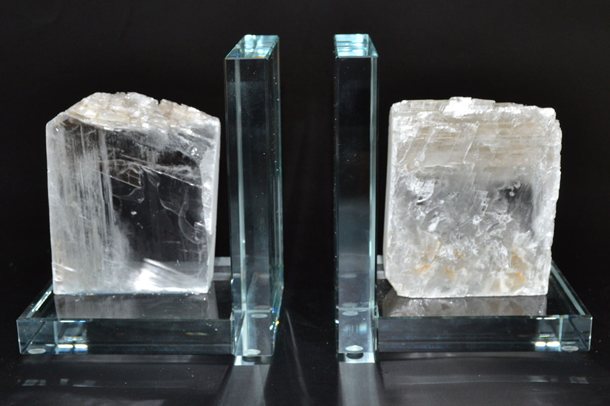 (set of 2) Selenite book ends