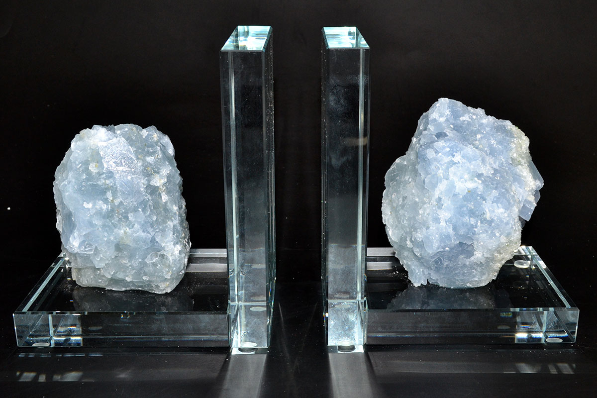 (set of 2) Blue Calcite book ends