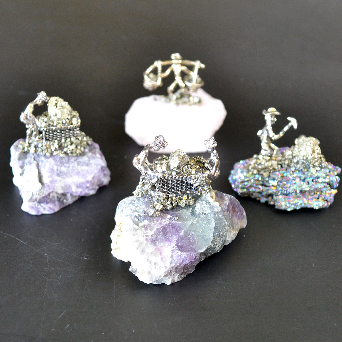 (set of 4) Miner on Mixed stones