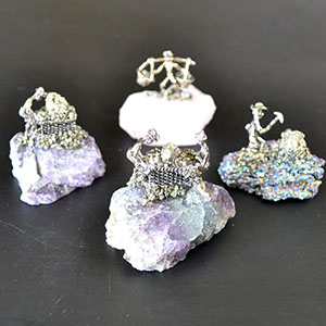 (set of 4) Miner on Mixed stones