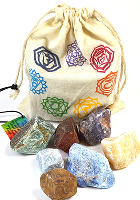 (set of 7) Chakra stones with Bag