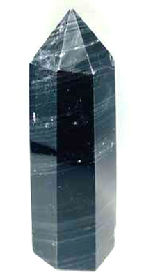 2.1-2.5# Obsidian, Black W silver stripes obelisk