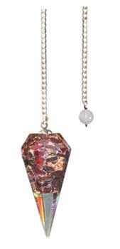 6-sided Garnet orgone  pendulum