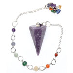 Lepidolite 7 Chakra 6 sided pendulum