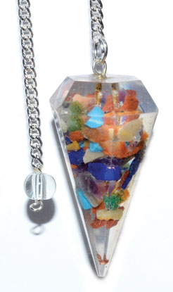 6-sided Seven Chakra Orgone pendulum