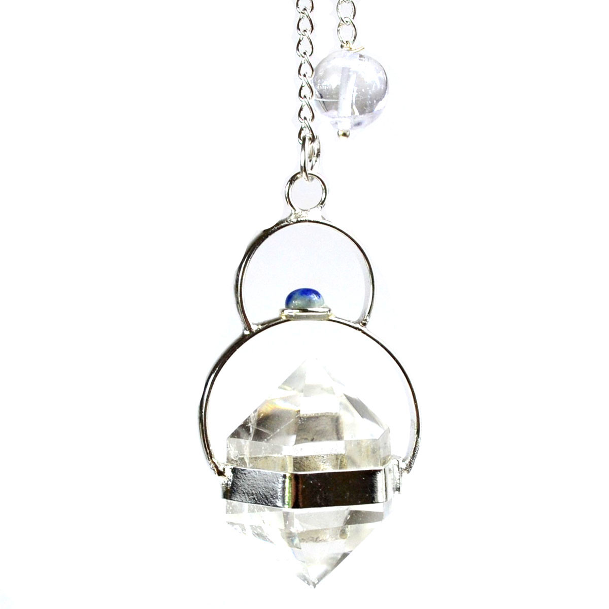 Faceted Clear Quartz W/ Lapis pendulum