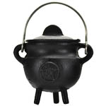 Pentagram Cast Iron Cauldron w/ Lid 2 3/4