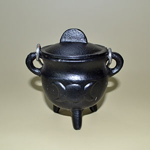 Triple Moon Cast Iron Cauldron w/ Lid 2 3/4