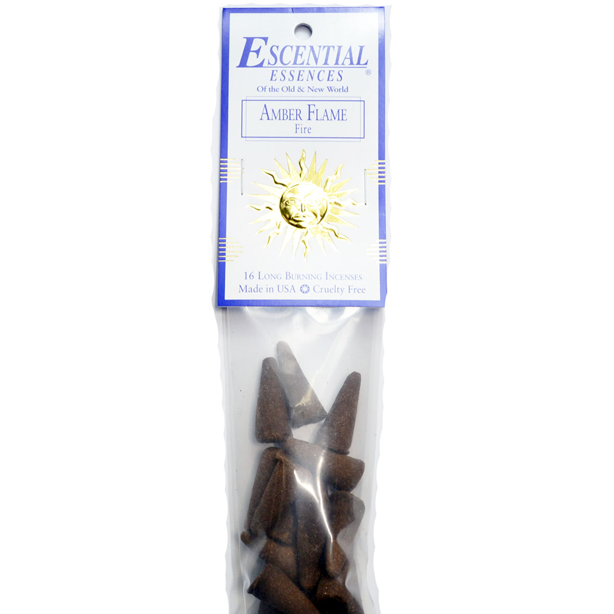 16/pk Amber Flame escential essences incense cones
