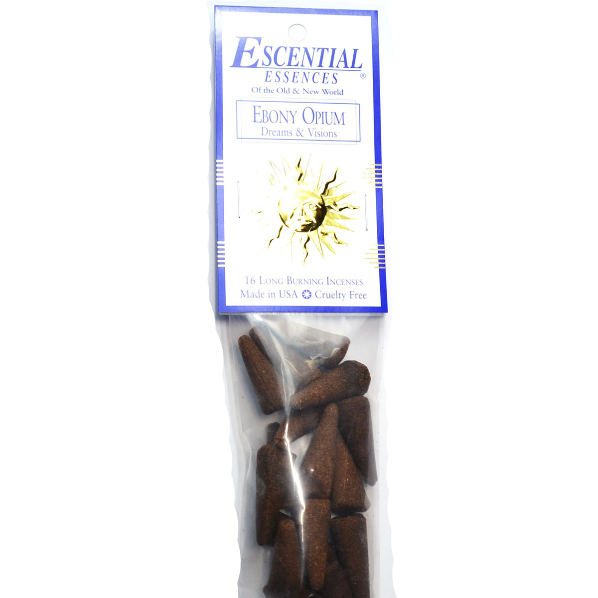 16/pk Ebony Opium escential essences incense cones