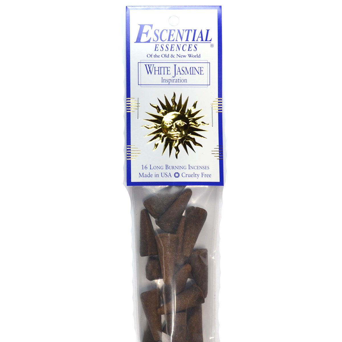16/pk White Jasmine escential essences incense cones