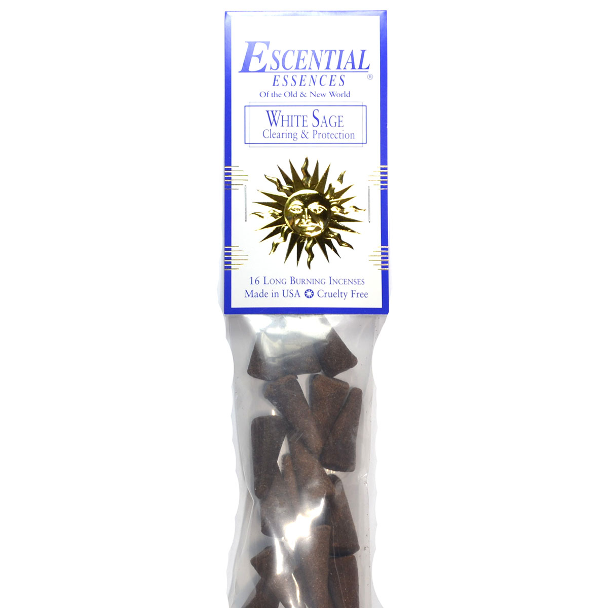 16/pk White Sage escential essences incense cones